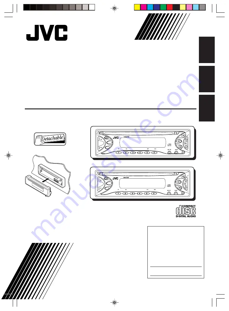 JVC KD-S5050 - In-Dash CD Player Instruction Manual Download Page 1