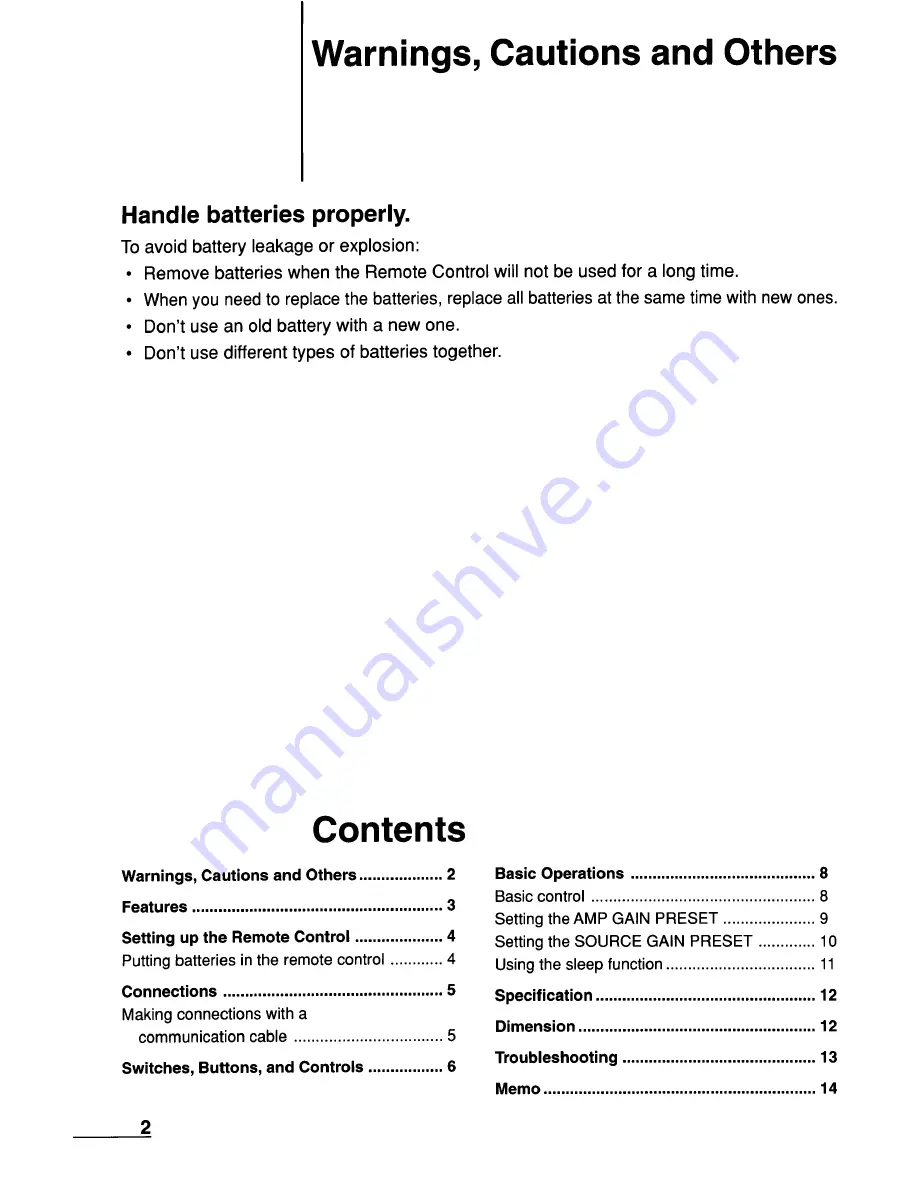 JVC RM-RE9000 Instructions Manual Download Page 2