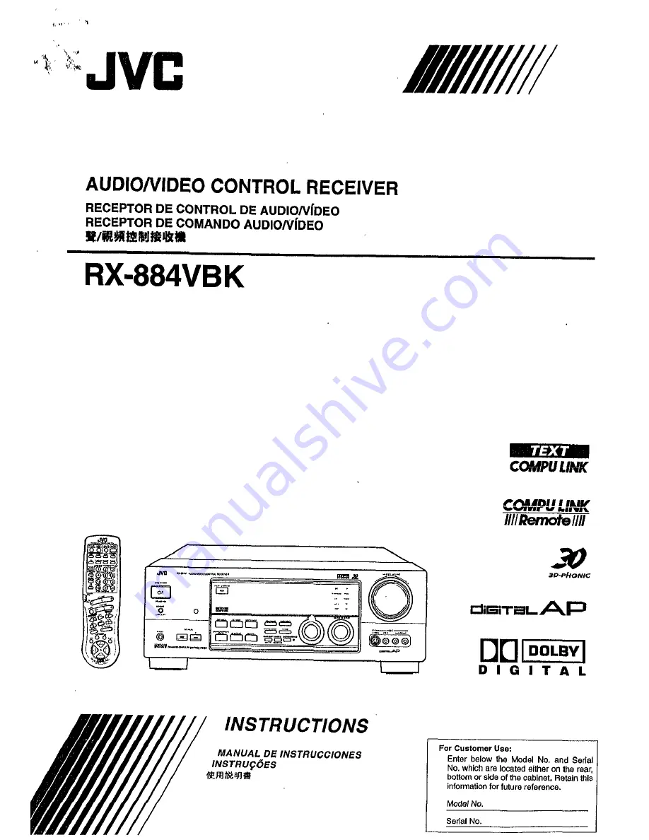 JVC RX-884VBK Instructions Manual Download Page 1