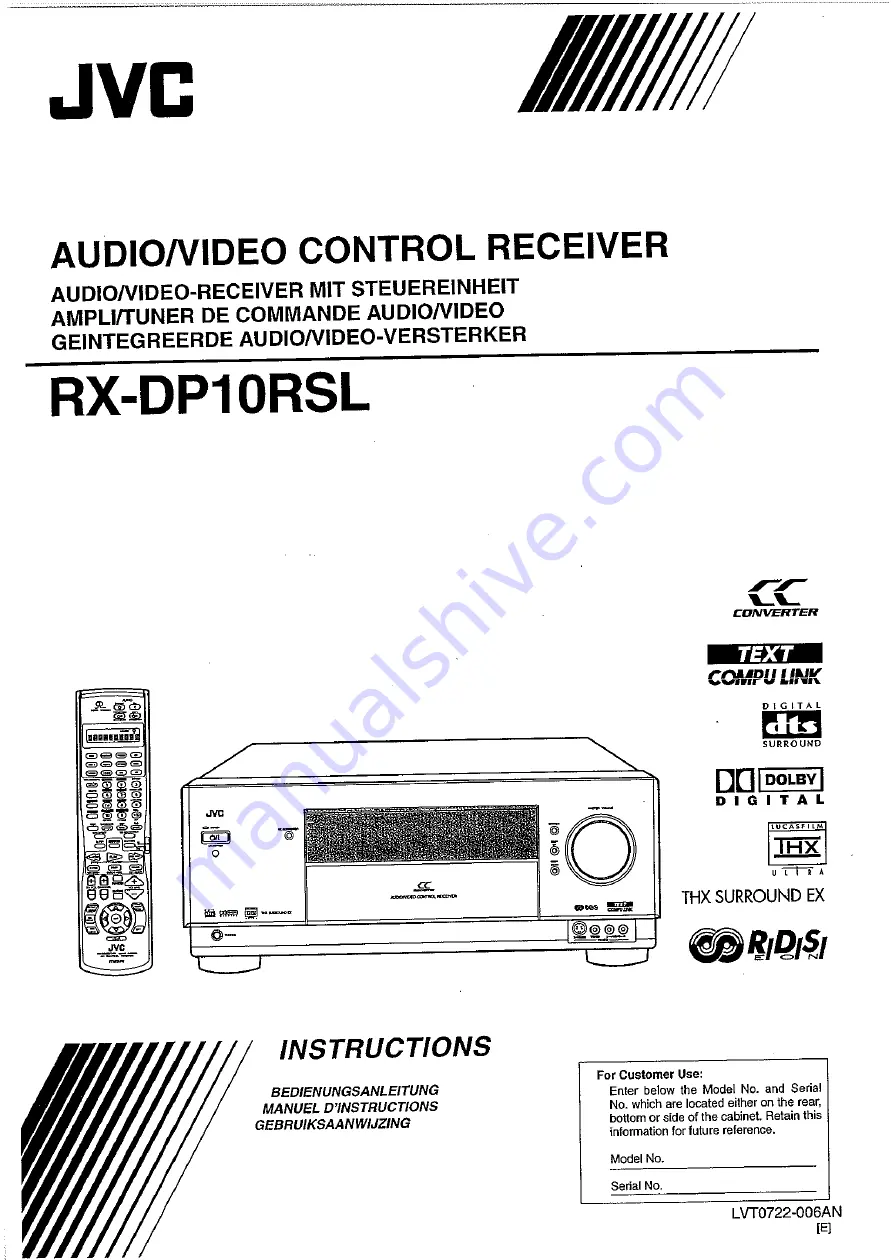 JVC RX-DP10RSL Скачать руководство пользователя страница 1