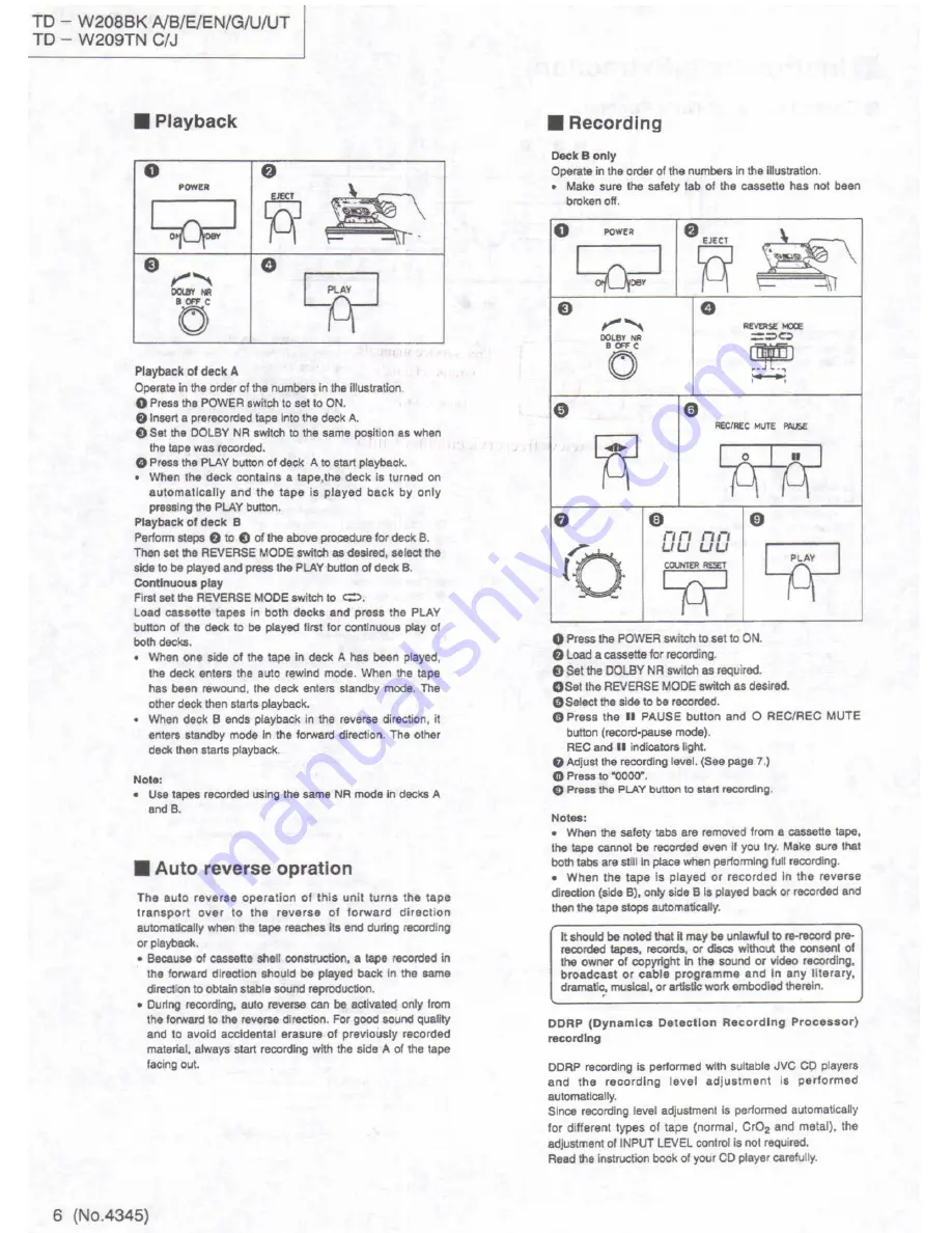 JVC TD-W208BK Service Manual Download Page 6