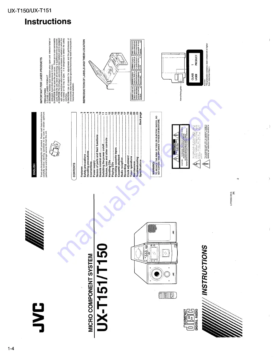 JVC UX-T150 Скачать руководство пользователя страница 4