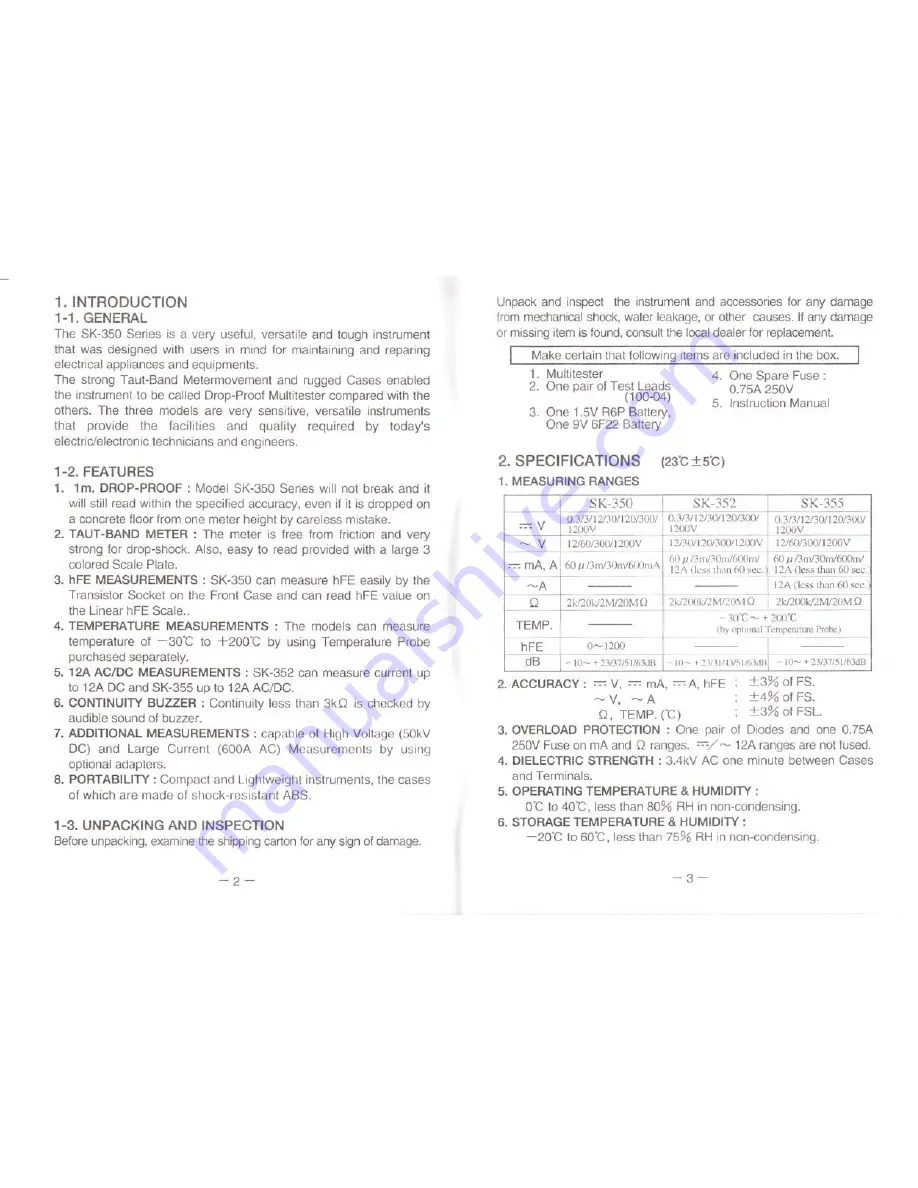 Kaise SK-350 Instruction Manual Download Page 3