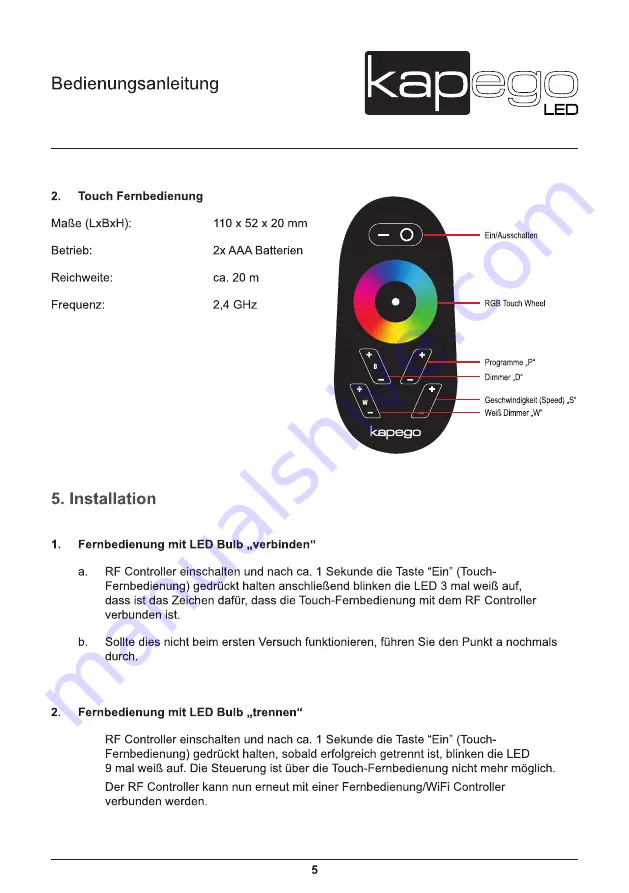 Kapego 112011 Manual Download Page 5