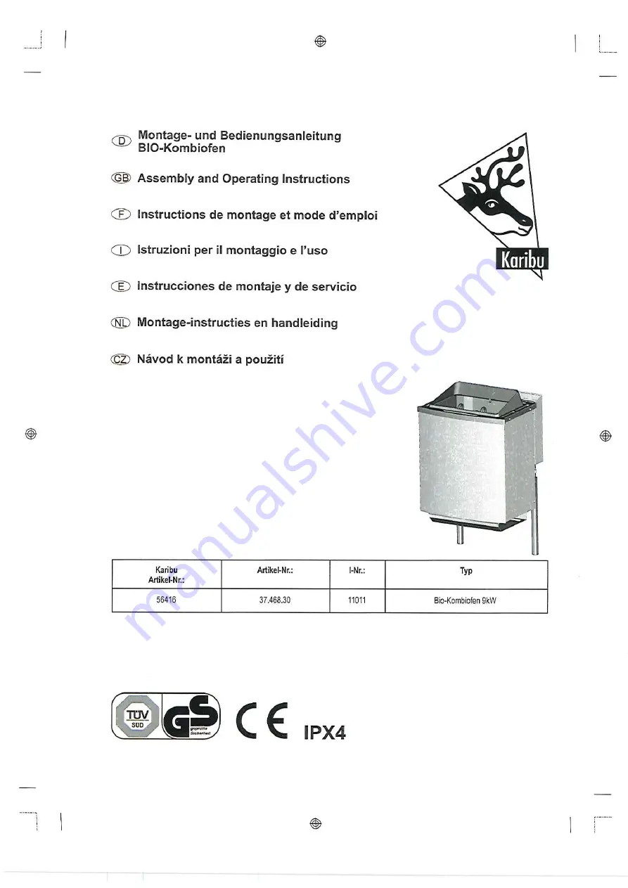 Karibu Sauna 400 Manual Download Page 45