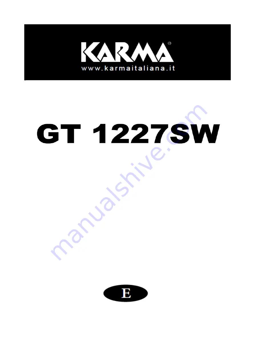 Karma GT 1227SW Instruction Manual Download Page 1