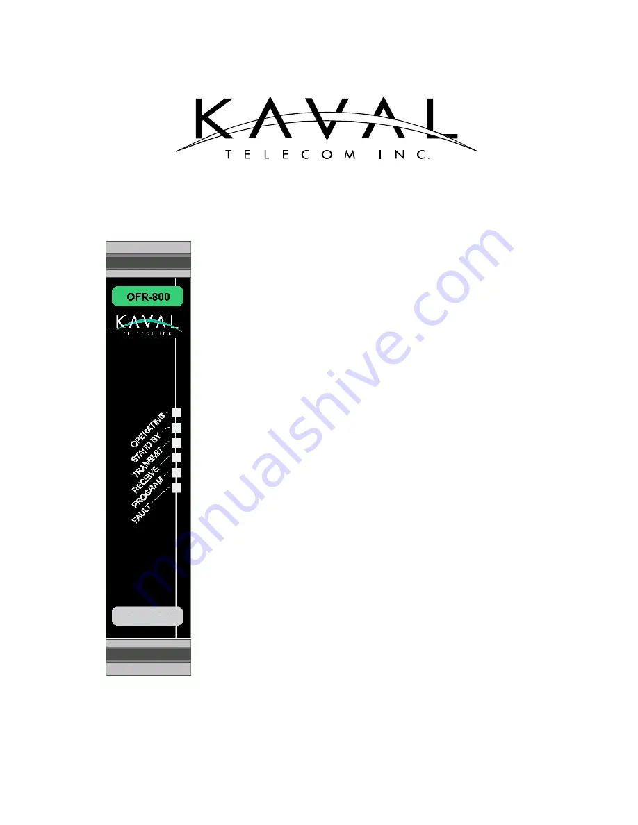 Kaval LINKnet OFR800 Series Installation, Operation And Maintenance Manual Download Page 1