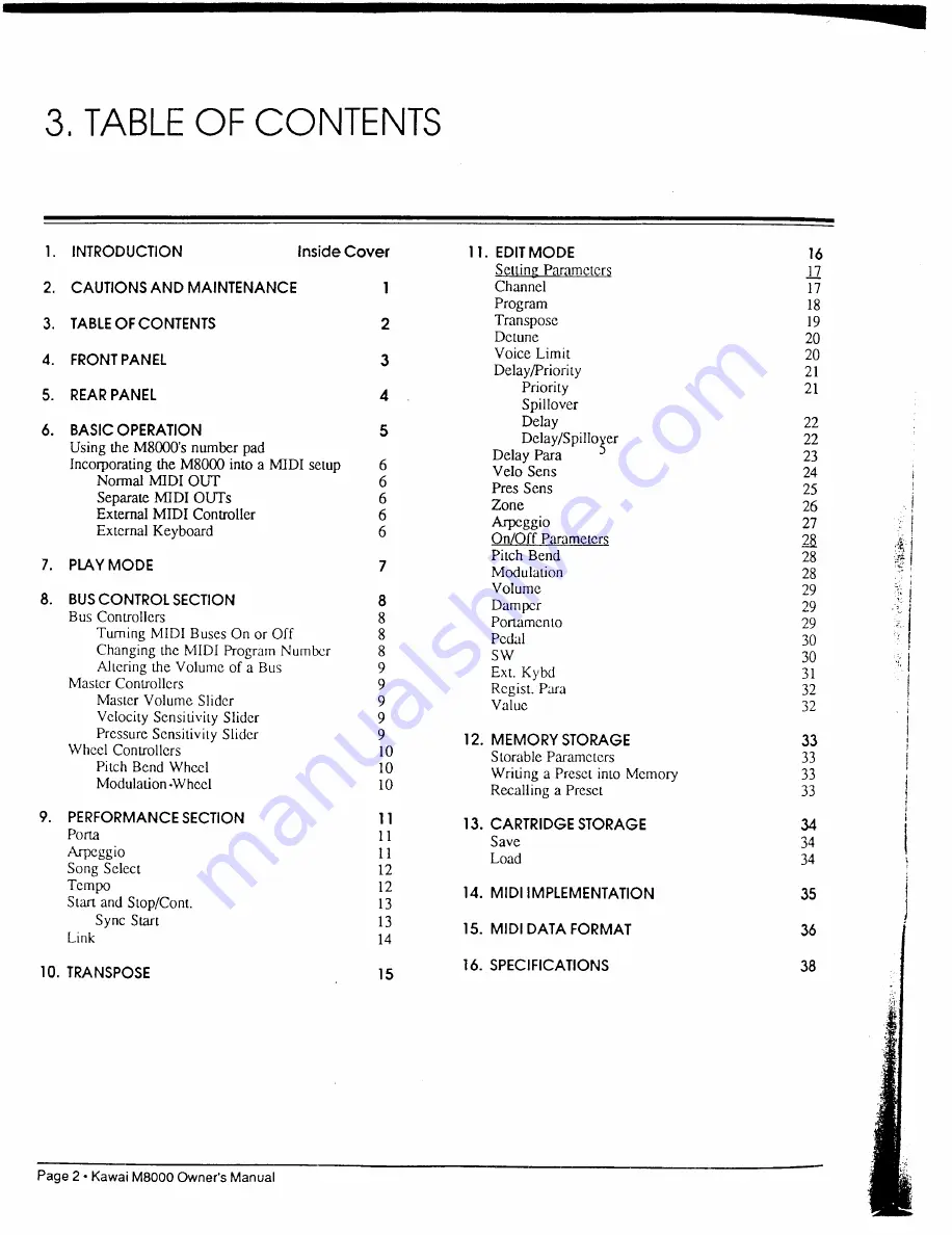 Kawai M8000 Owner'S Manual Download Page 4