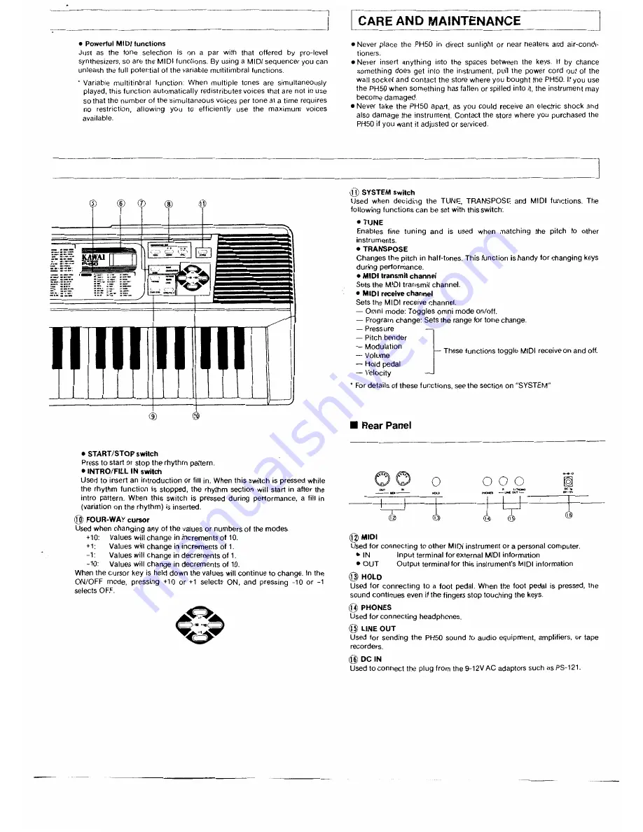 Kawai PH50 Owner'S Manual Download Page 8