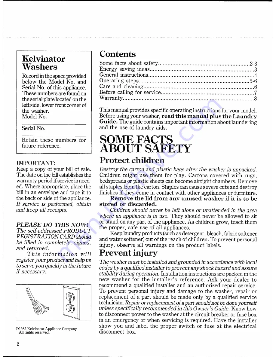 Kelvinator AW500C Instruction Manual Download Page 2