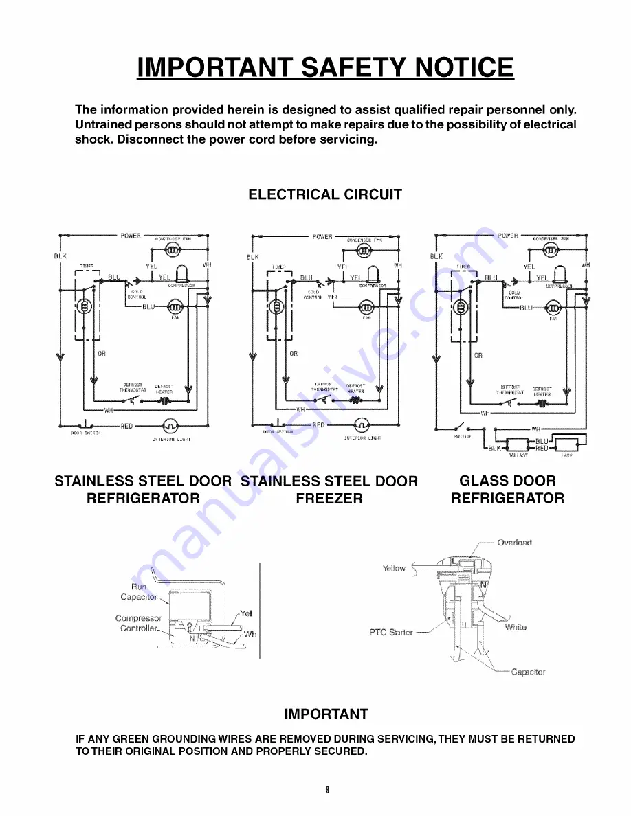 Kelvinator COMMERCIAL FREEZER/REFRIGERATOR GLASS DOOR REFRIGERATOR Скачать руководство пользователя страница 9