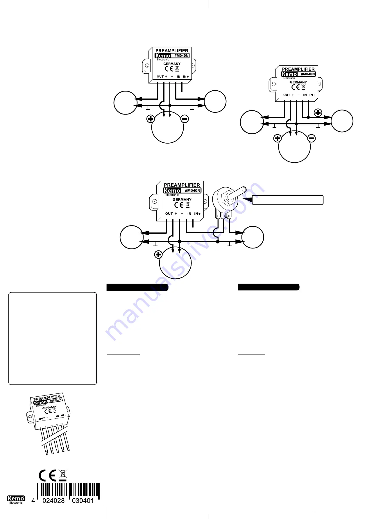 Kemo Electronic M040N Quick Manual Download Page 1