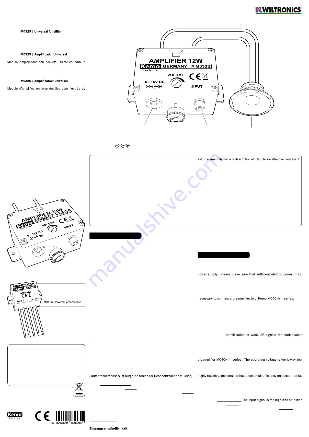 Kemo WILTRONICS M032S Скачать руководство пользователя страница 1