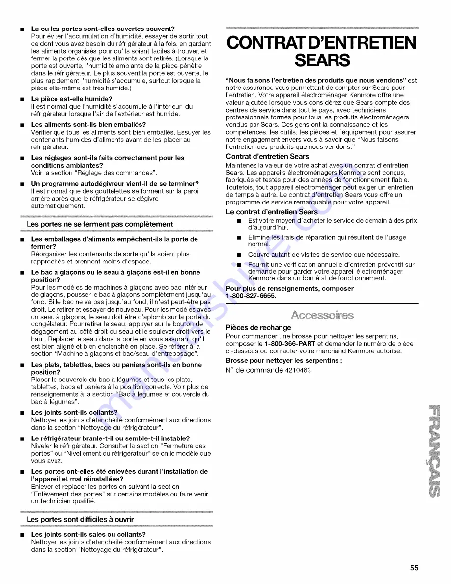 Kenmore 10648062893 Use & Care Manual Download Page 55