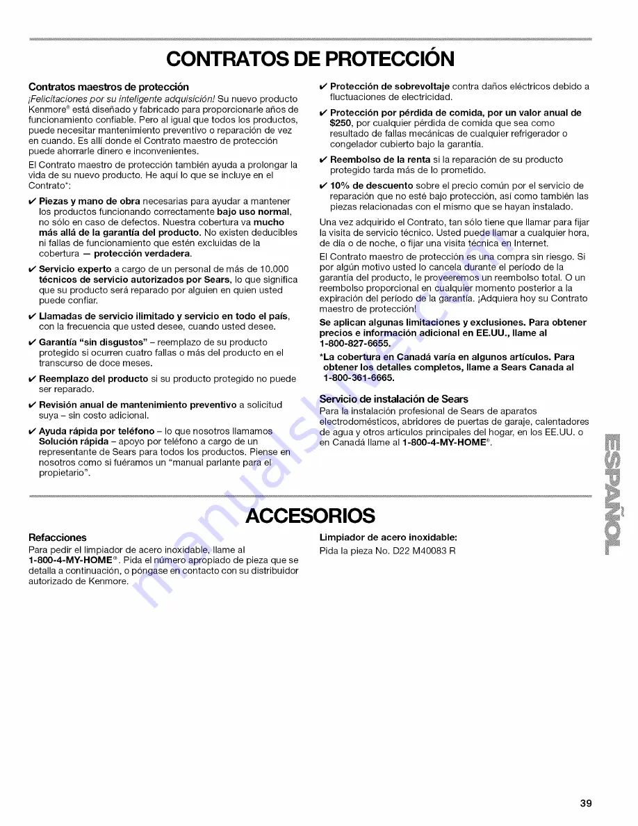 Kenmore 10660522900 Use & Care Manual Download Page 39