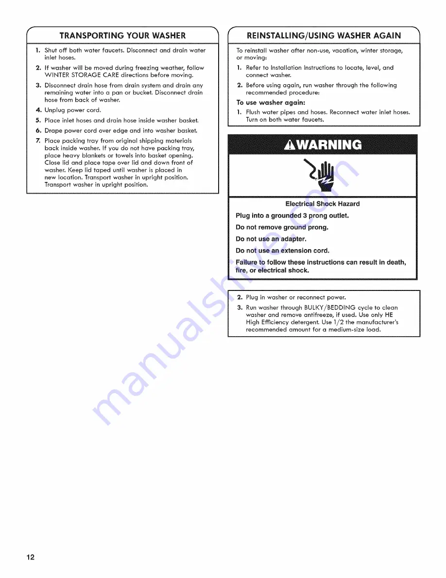 Kenmore 110.25132410 Use & Care Manual Download Page 12