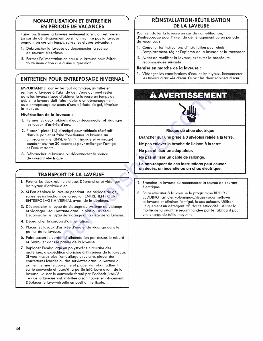 Kenmore 110.25132410 Use & Care Manual Download Page 44