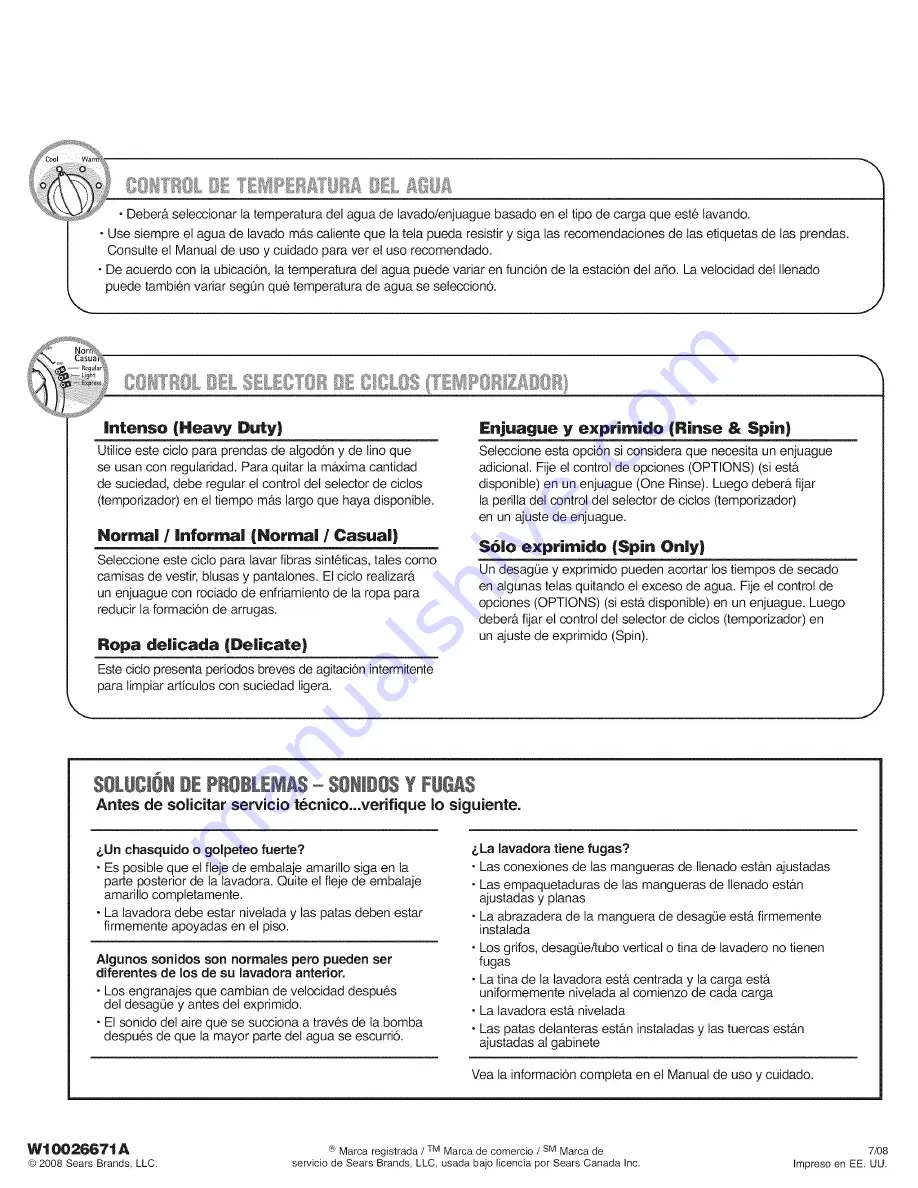 Kenmore 110.2942 series Quick Start Manual Download Page 5