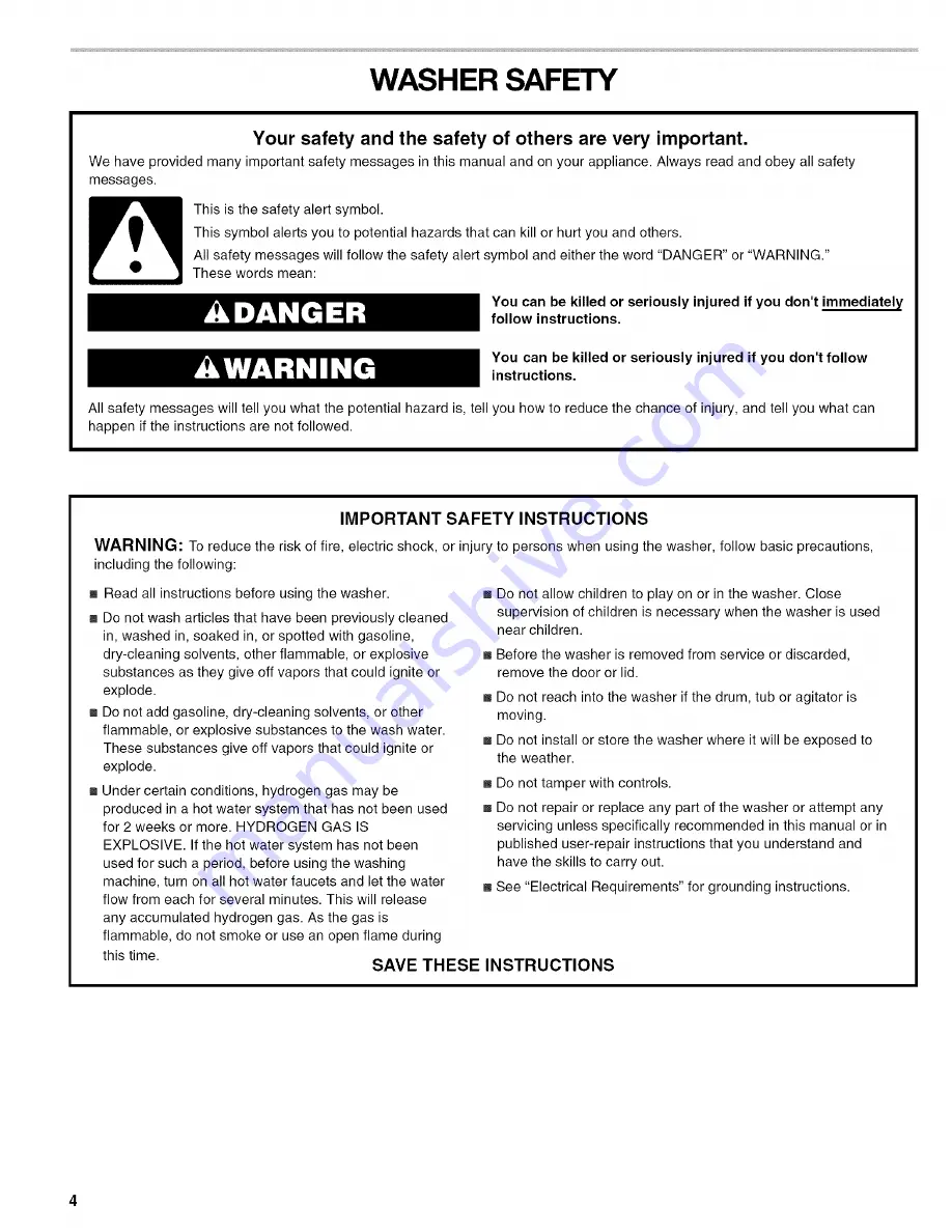 Kenmore 110.4646 Owner'S Manual And Installation Instructions Download Page 4