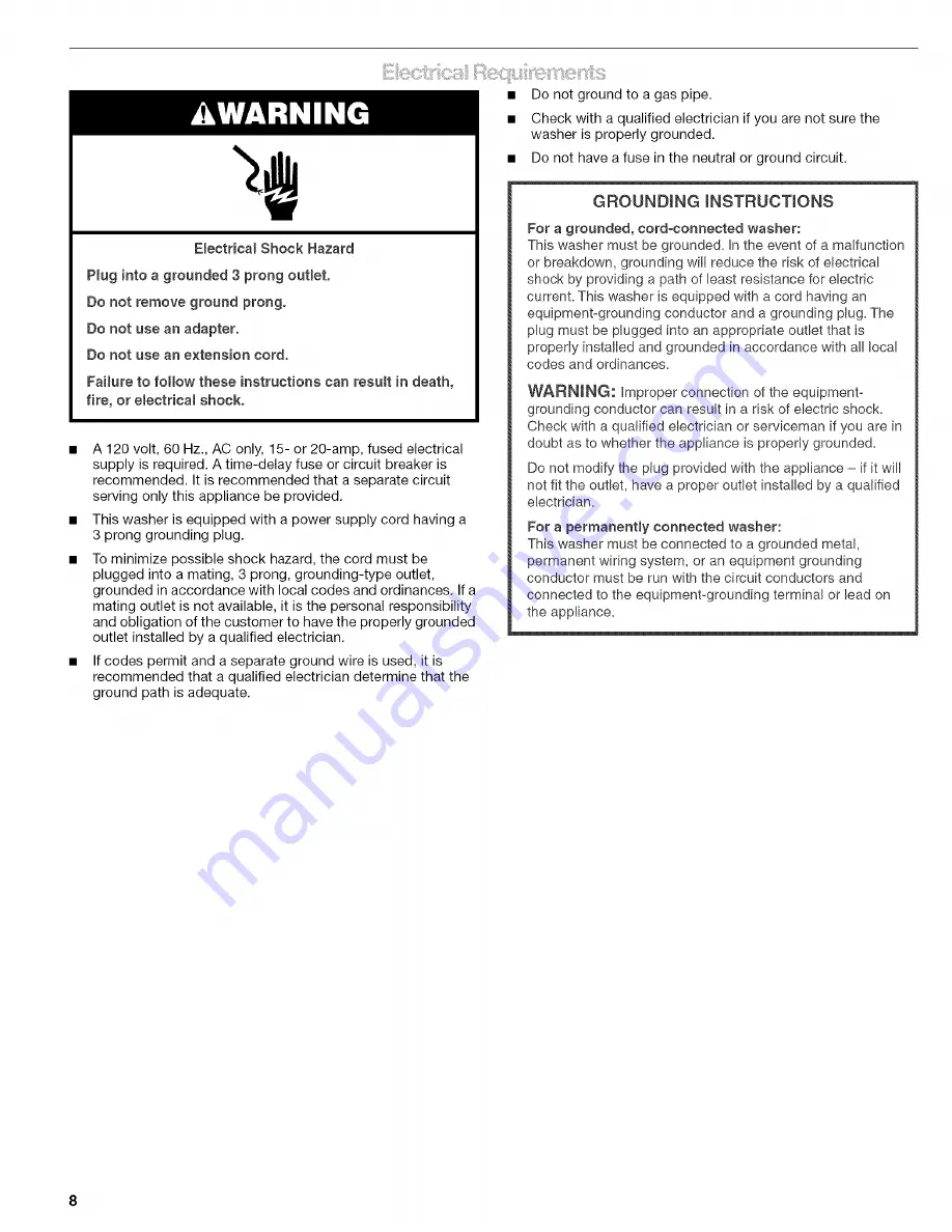 Kenmore 110.4646 Owner'S Manual And Installation Instructions Download Page 8