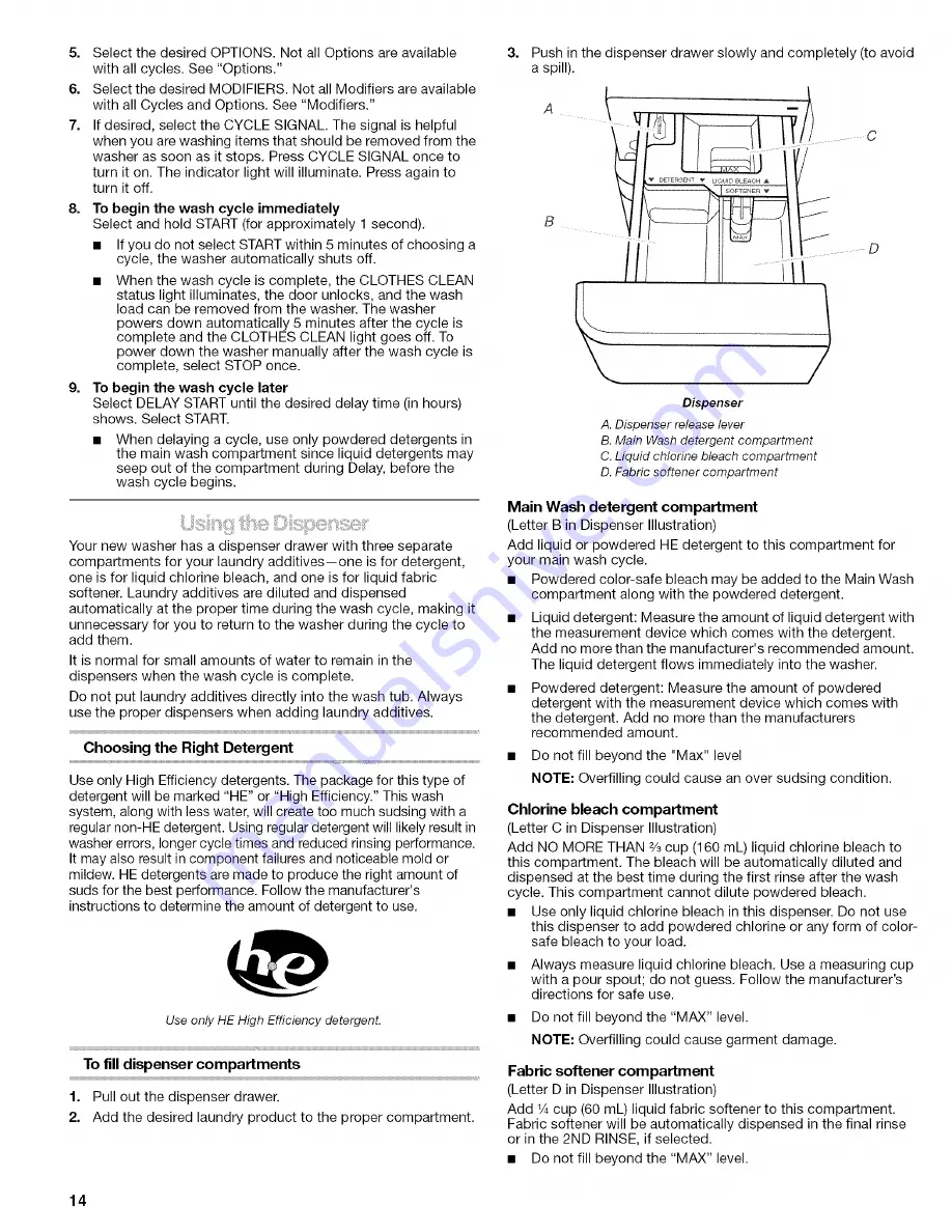 Kenmore 110.4646 Owner'S Manual And Installation Instructions Download Page 14