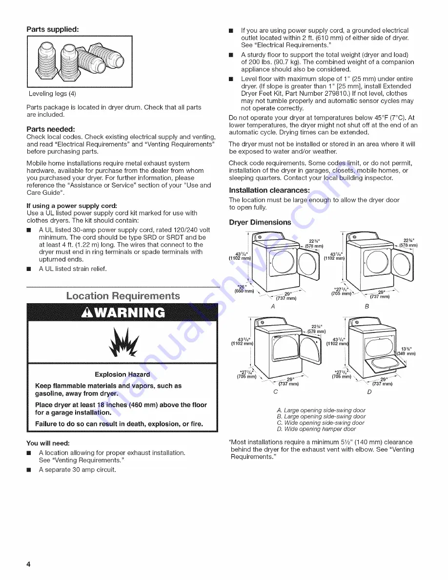 Kenmore 110.60022010 Installation Instructions Manual Download Page 4