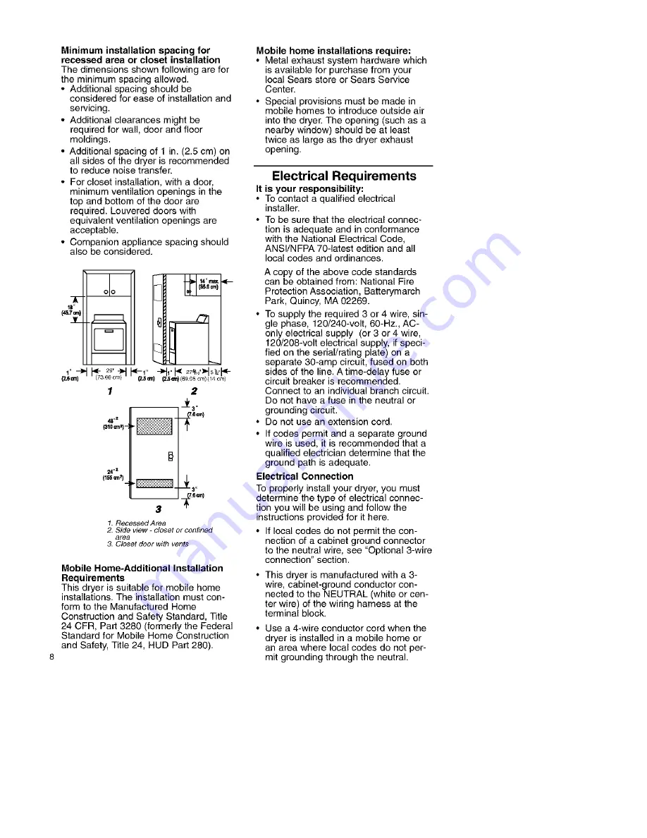 Kenmore 110-62612101 Owner'S Manual And Installation Instructions Download Page 8