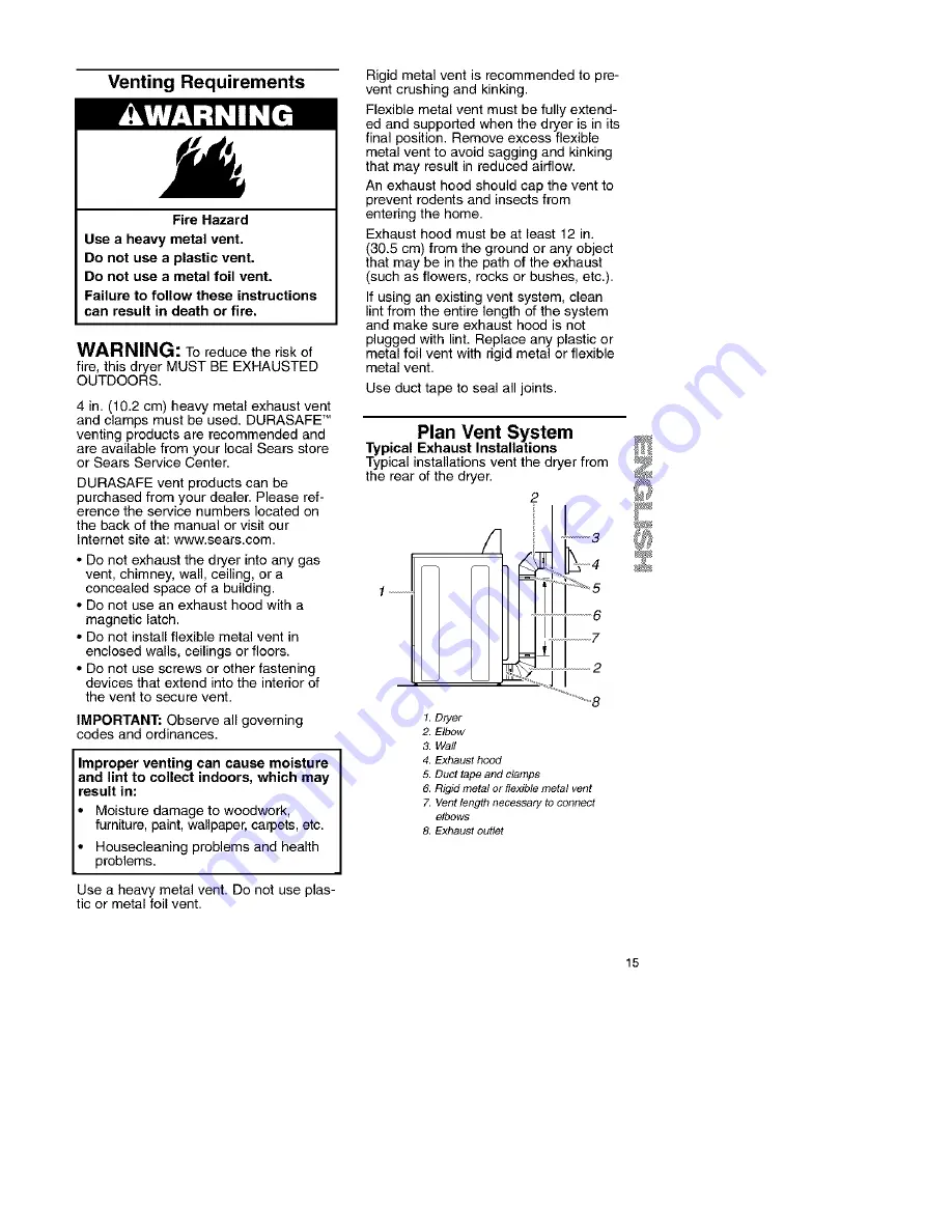 Kenmore 110-62612101 Owner'S Manual And Installation Instructions Download Page 15