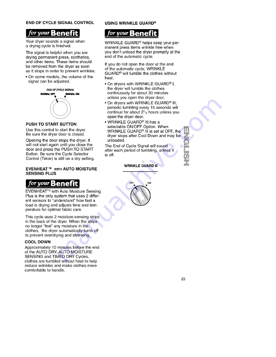 Kenmore 110-62612101 Owner'S Manual And Installation Instructions Download Page 23