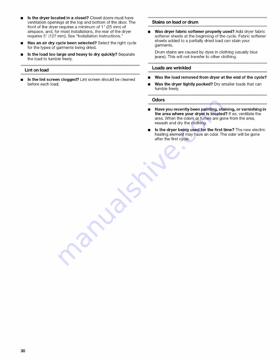 Kenmore 110.80754 Use And Care Manual Download Page 30