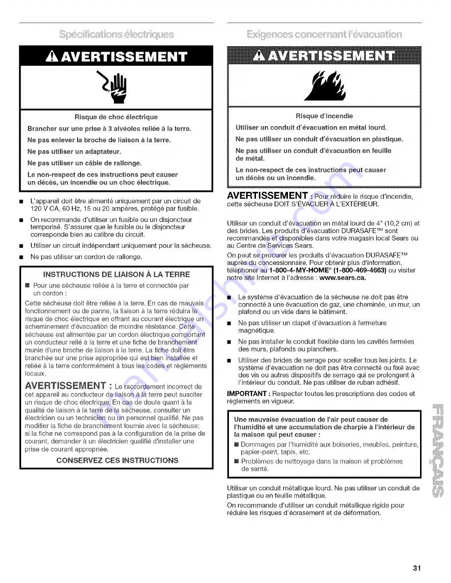 Kenmore 110.84722 Use And Care Manual Download Page 31