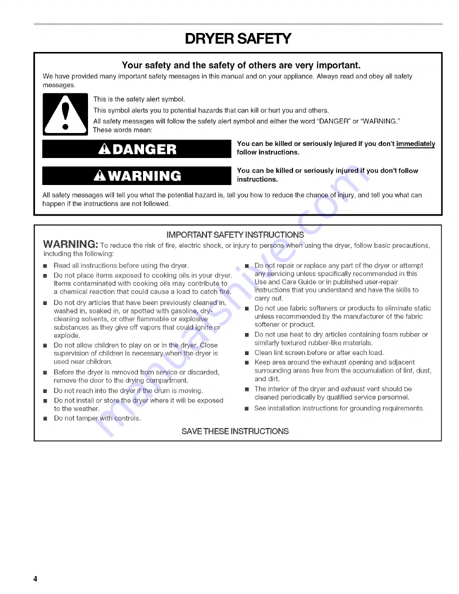 Kenmore 110.8508 Series Use & Care Manual Download Page 4