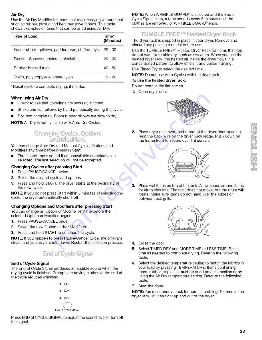 Kenmore 110.8586 Series Use And Care Manual Download Page 23