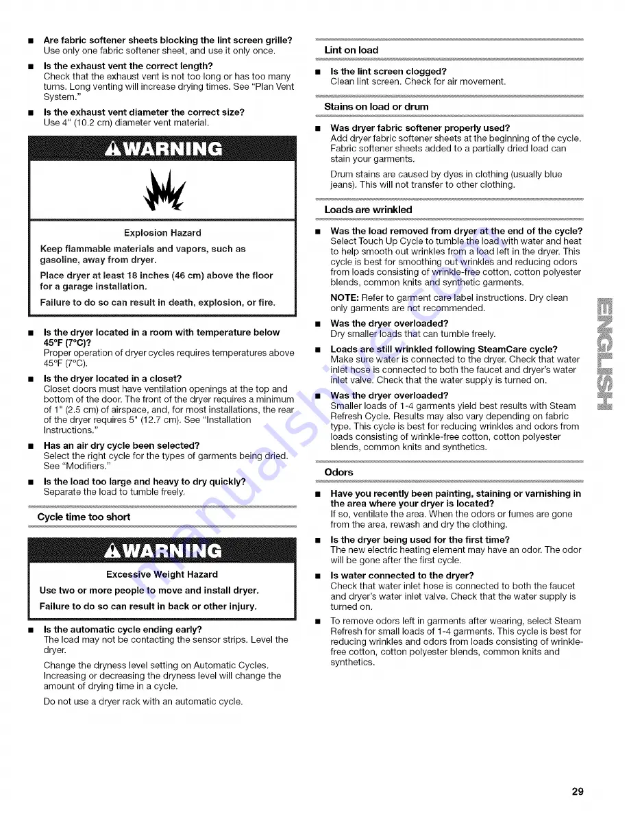 Kenmore 110.8770 Series Use & Care Manual Download Page 29