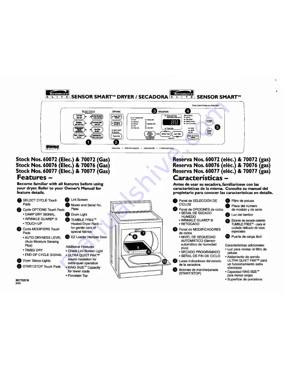 Kenmore 11070072990 Скачать руководство пользователя страница 1