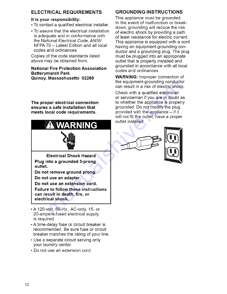 Kenmore 11098762790 and Owner'S Manual And Installation Instructions Download Page 12