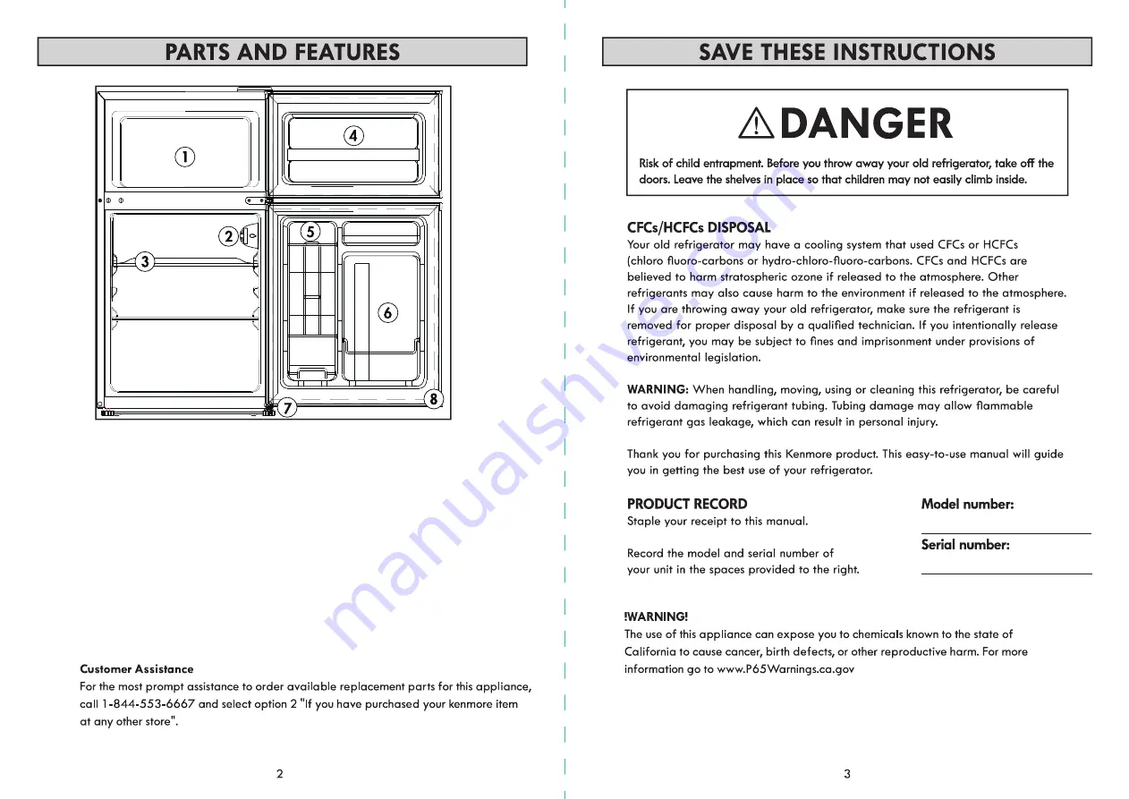 Kenmore 111.9903 Series Use & Care Manual Download Page 2