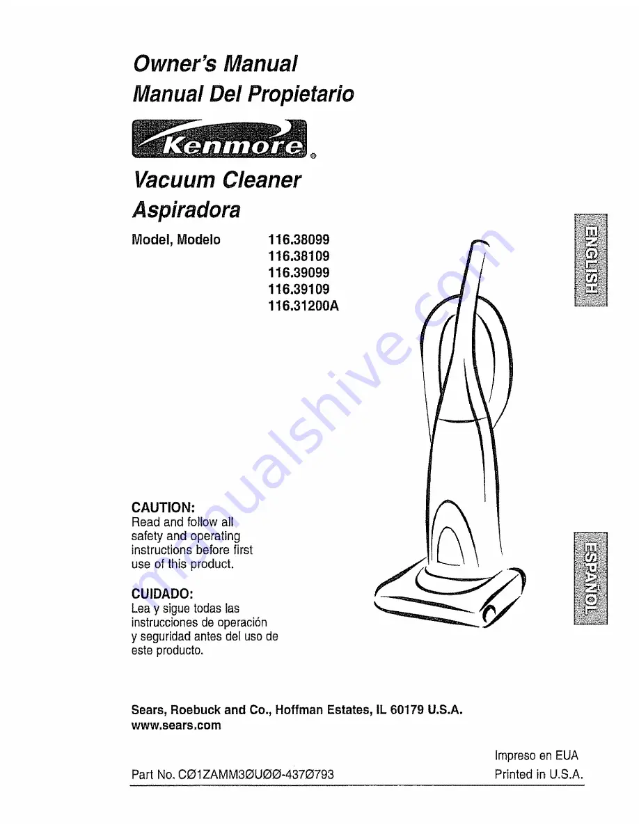 Kenmore 116.31200A Скачать руководство пользователя страница 1