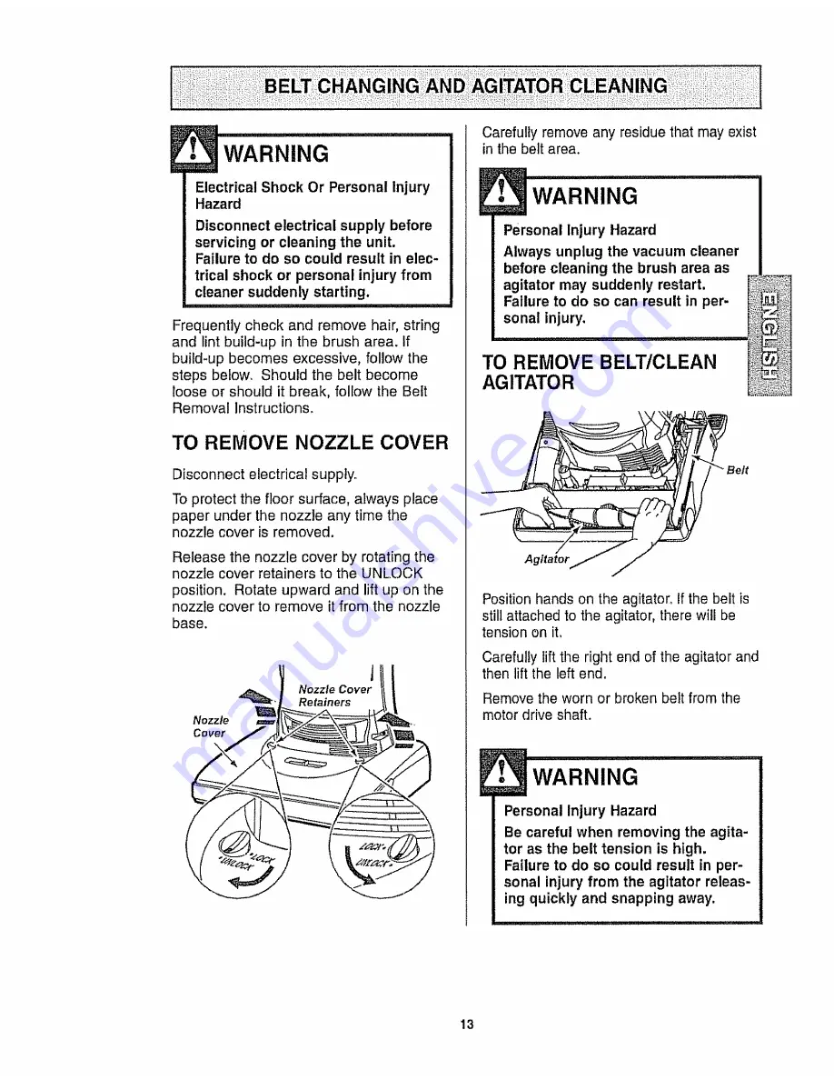 Kenmore 116.31200A Owner'S Manual Download Page 13