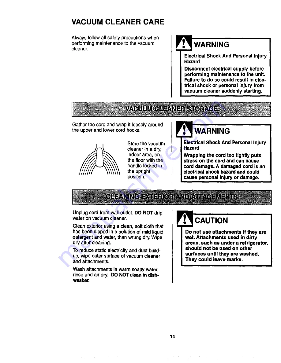 Kenmore 116,34923 Owner'S Manual Download Page 14