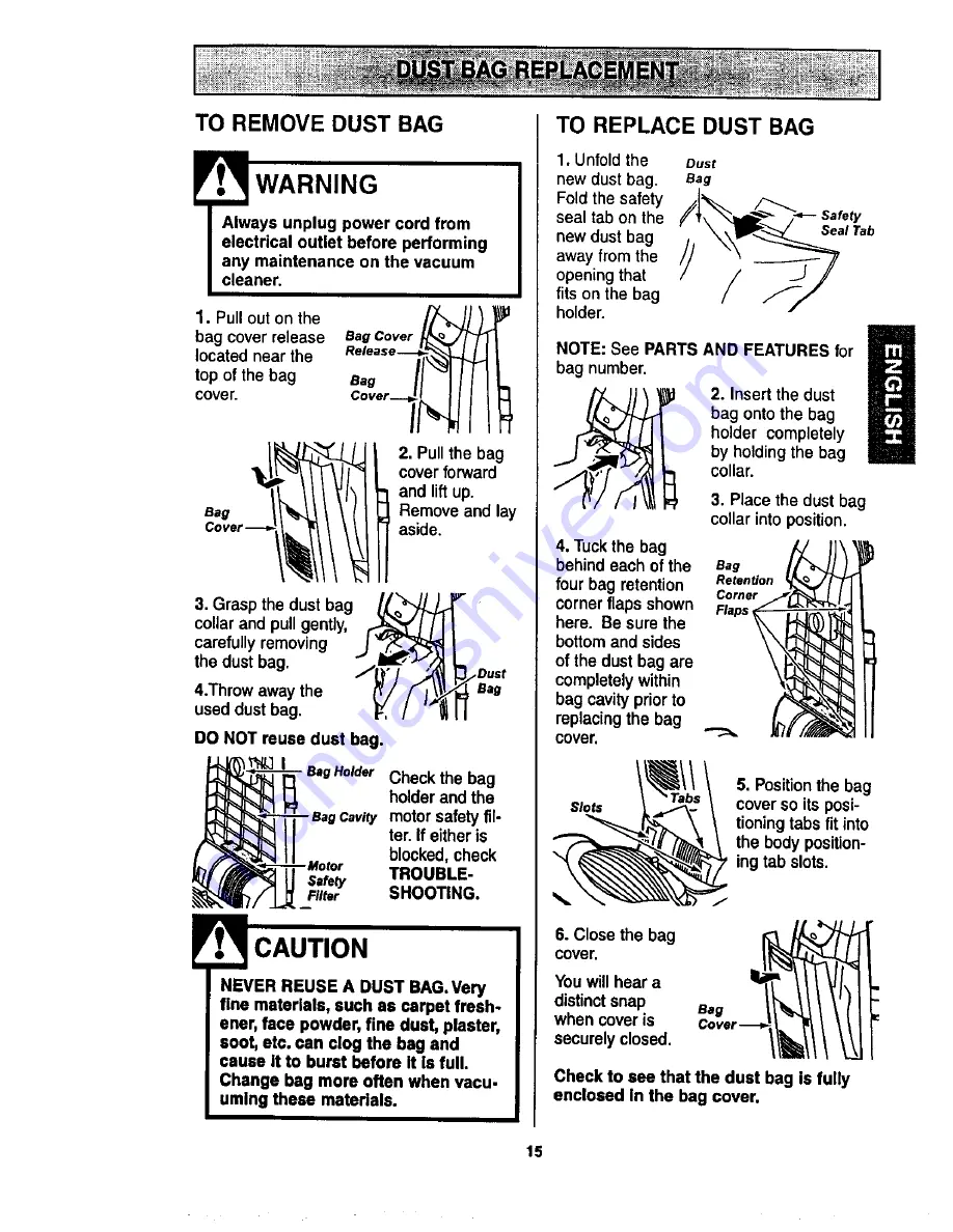 Kenmore 116,34923 Owner'S Manual Download Page 15