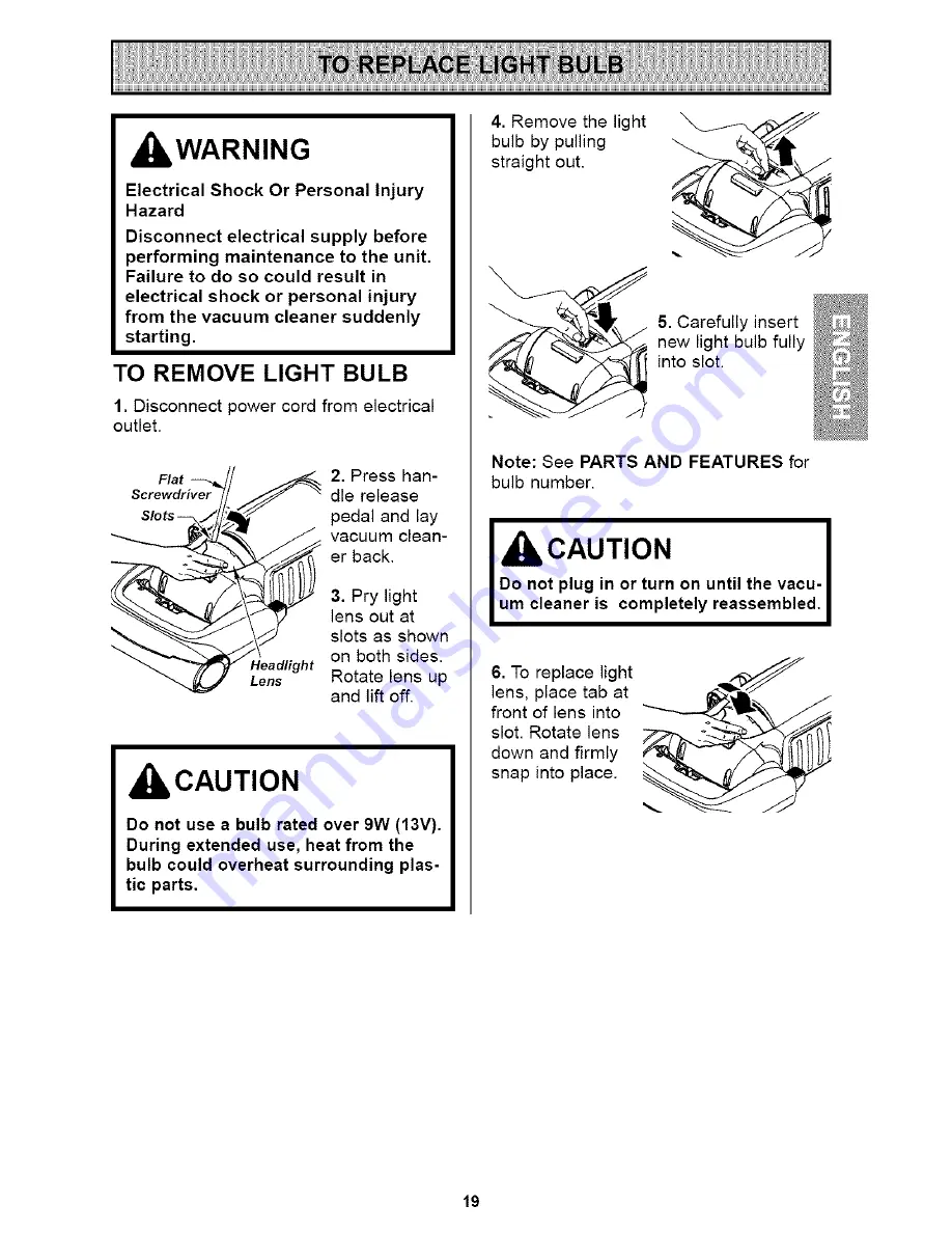 Kenmore 116.36932 Owner'S Manual Download Page 19