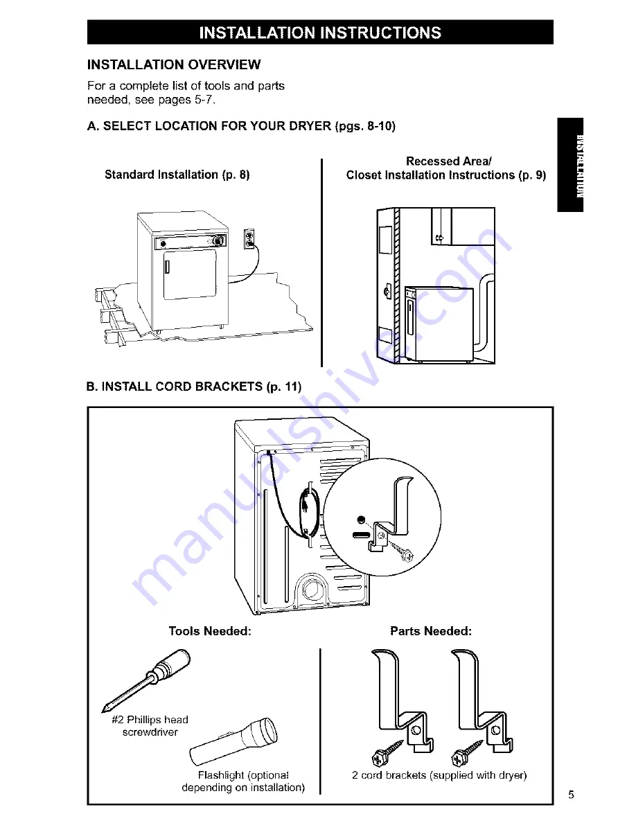 Kenmore 120-volt portable electric dryers Owner'S Manual And Installation Instructions Download Page 5