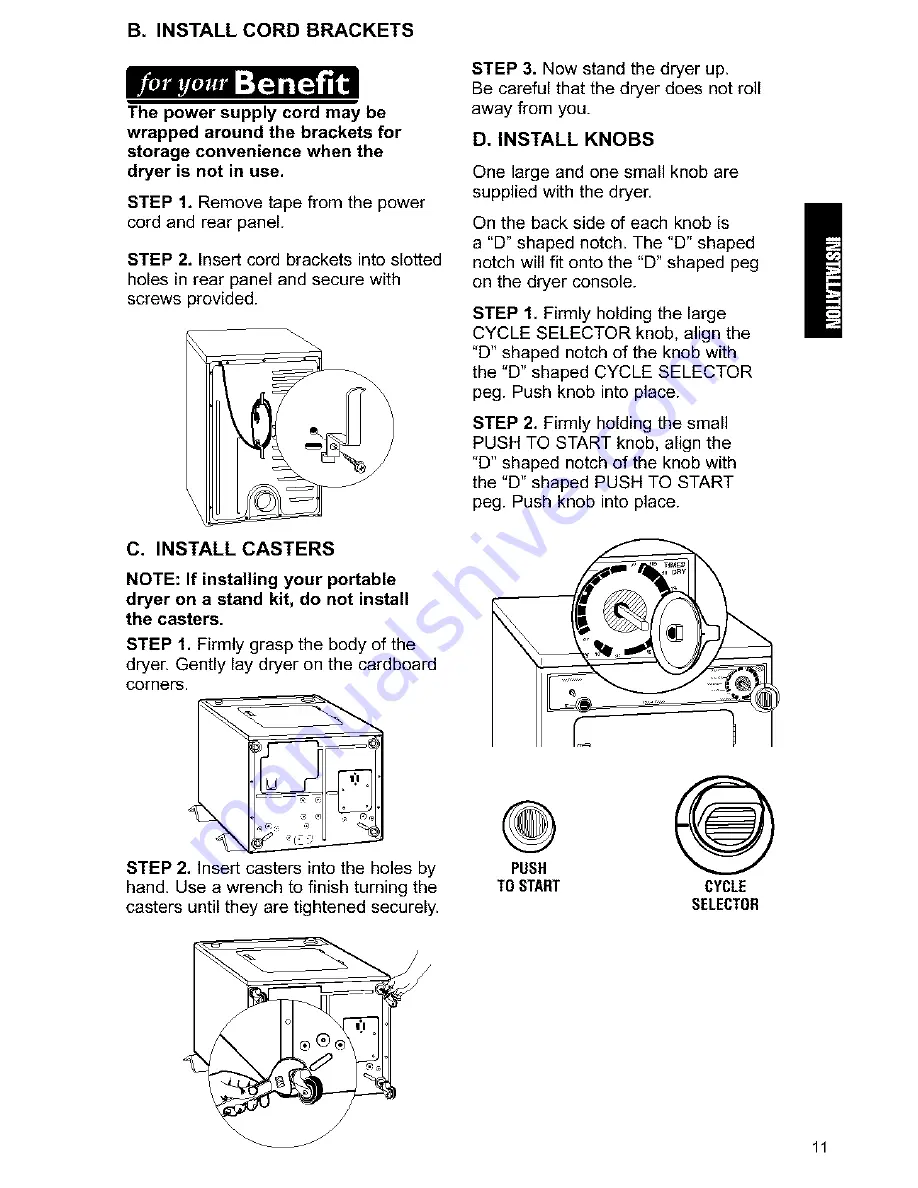 Kenmore 120-volt portable electric dryers Owner'S Manual And Installation Instructions Download Page 11