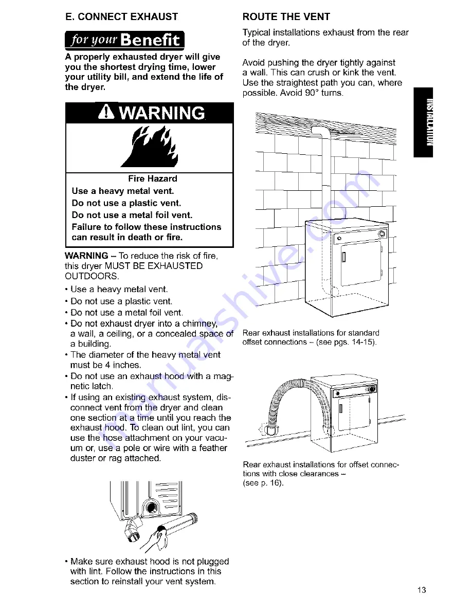 Kenmore 120-volt portable electric dryers Owner'S Manual And Installation Instructions Download Page 13