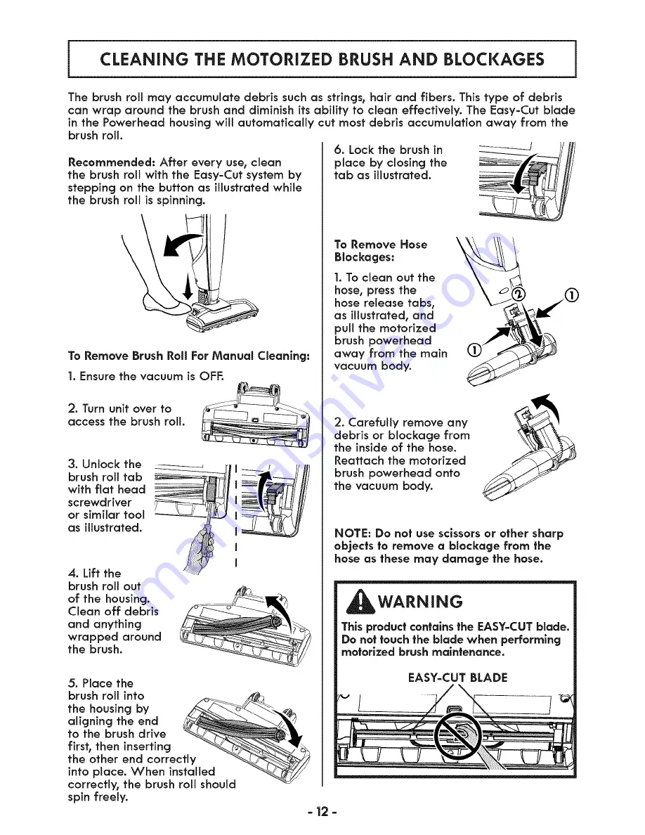 Kenmore 125.10340 Use & Care Manual Download Page 12