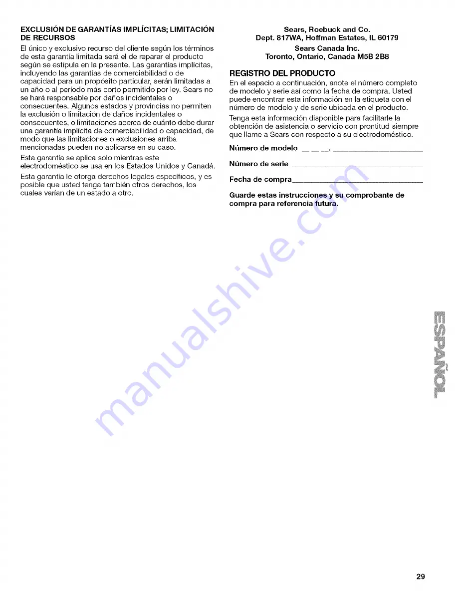 Kenmore 1317 - Pro 24 in. Dishwasher Use And Care Manual Download Page 29