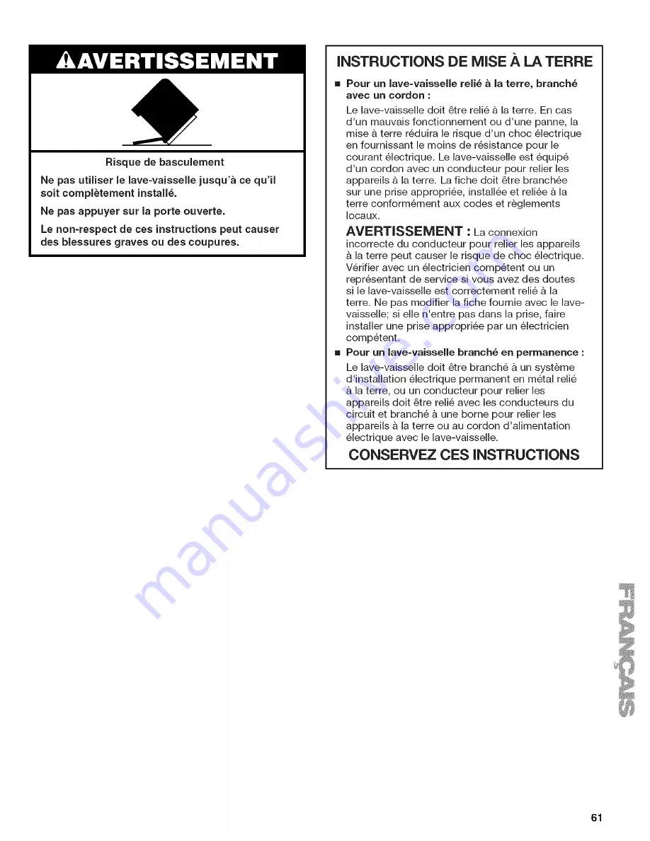 Kenmore 1317 - Pro 24 in. Dishwasher Use And Care Manual Download Page 61