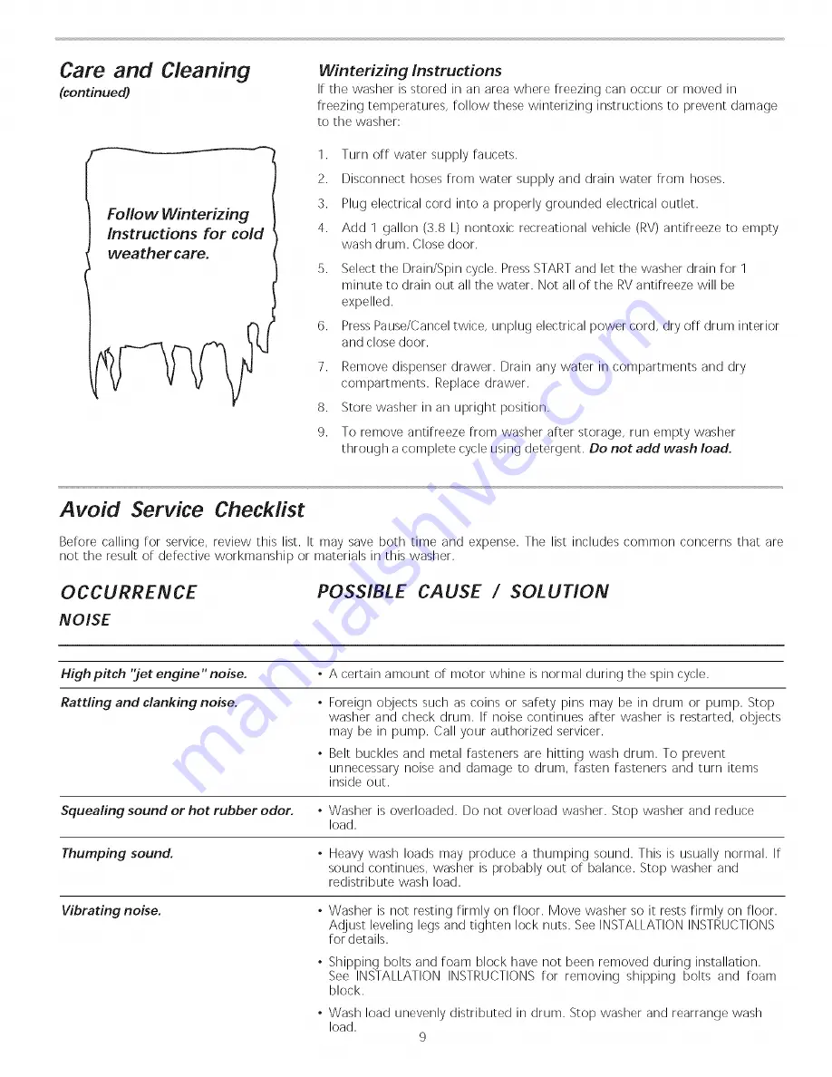 Kenmore 134566000 Use & Care Manual Download Page 9