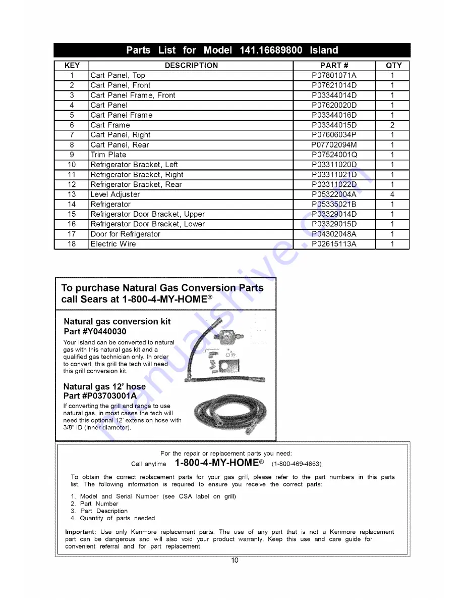 Kenmore 141.16688800 Use And Care Manual Download Page 10